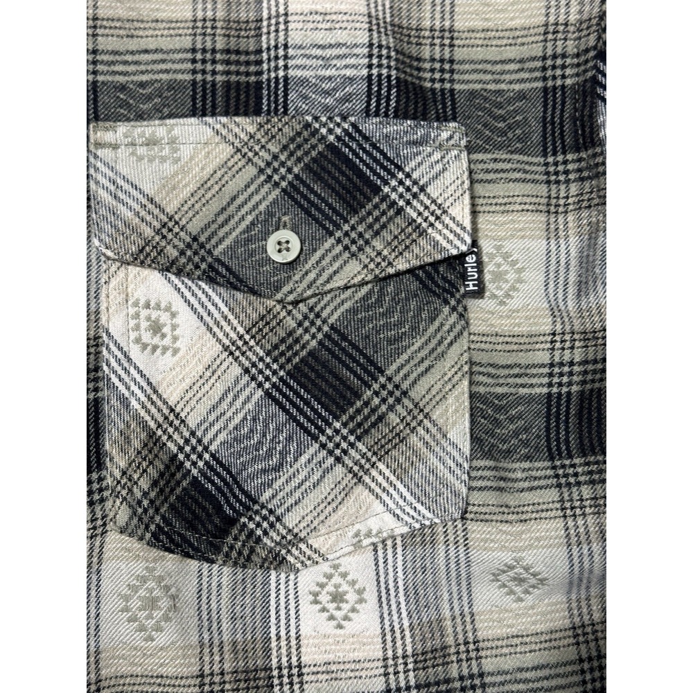 Hurley Black Plaid  Southwest‎ print Flannel men's XXL shirt - Picture 3 of 7